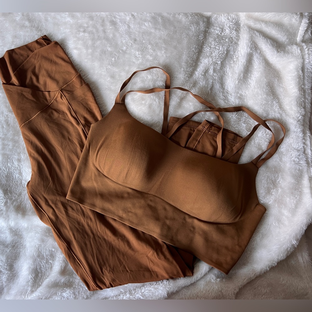 Aerie Brown Active Wear Set Top XL Bottom L long - Picture 6 of 6